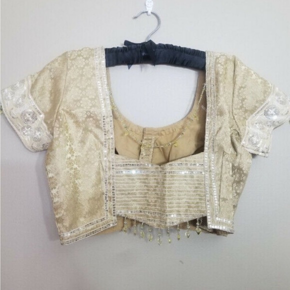 Indian Saree/Sari - Gold and White Sheer - Picture 2 of 2